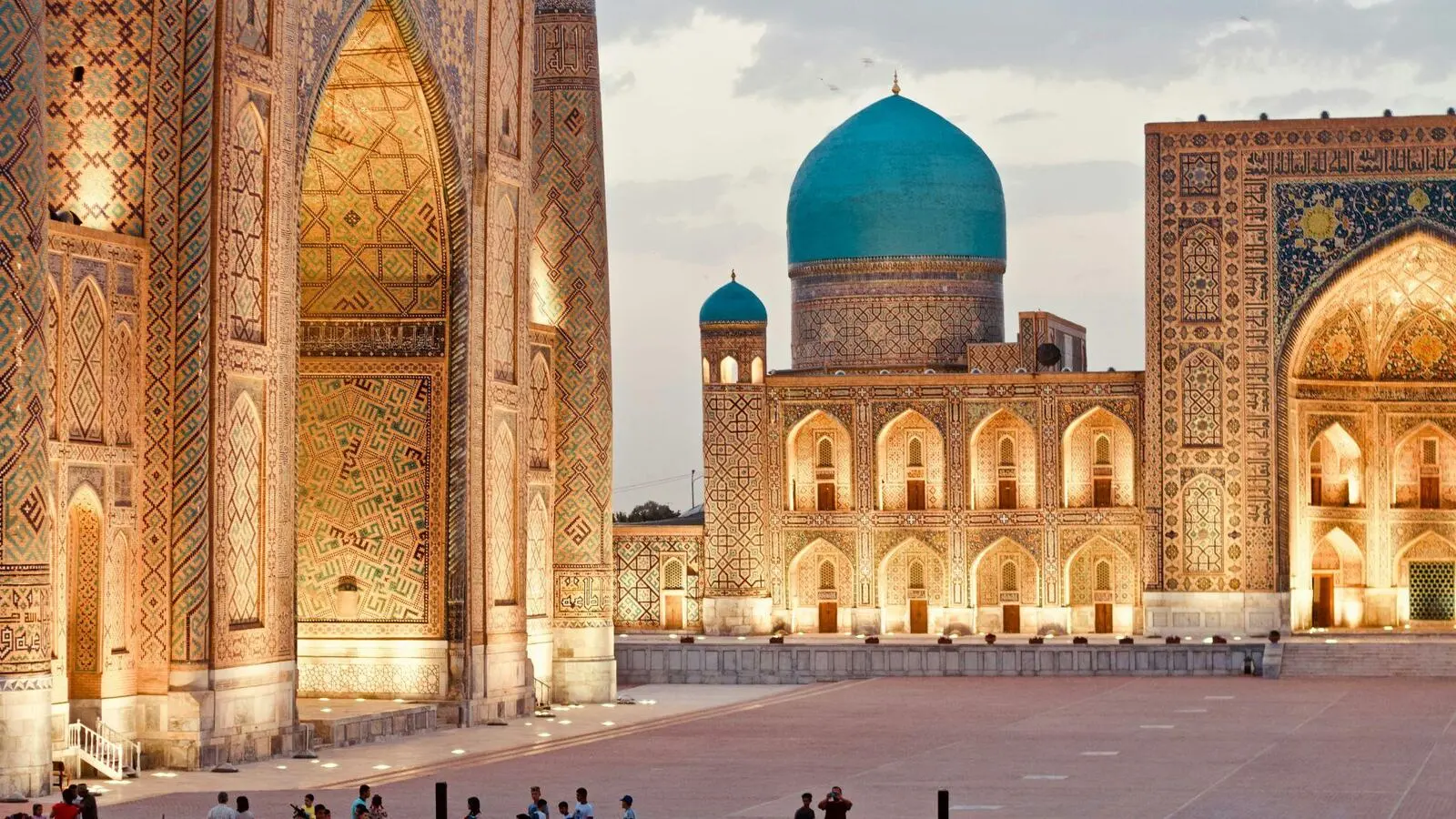 Registan Square, Samarkand, Uzbekistan at dusk